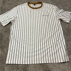 SHEIN White and Brown Striped Tee